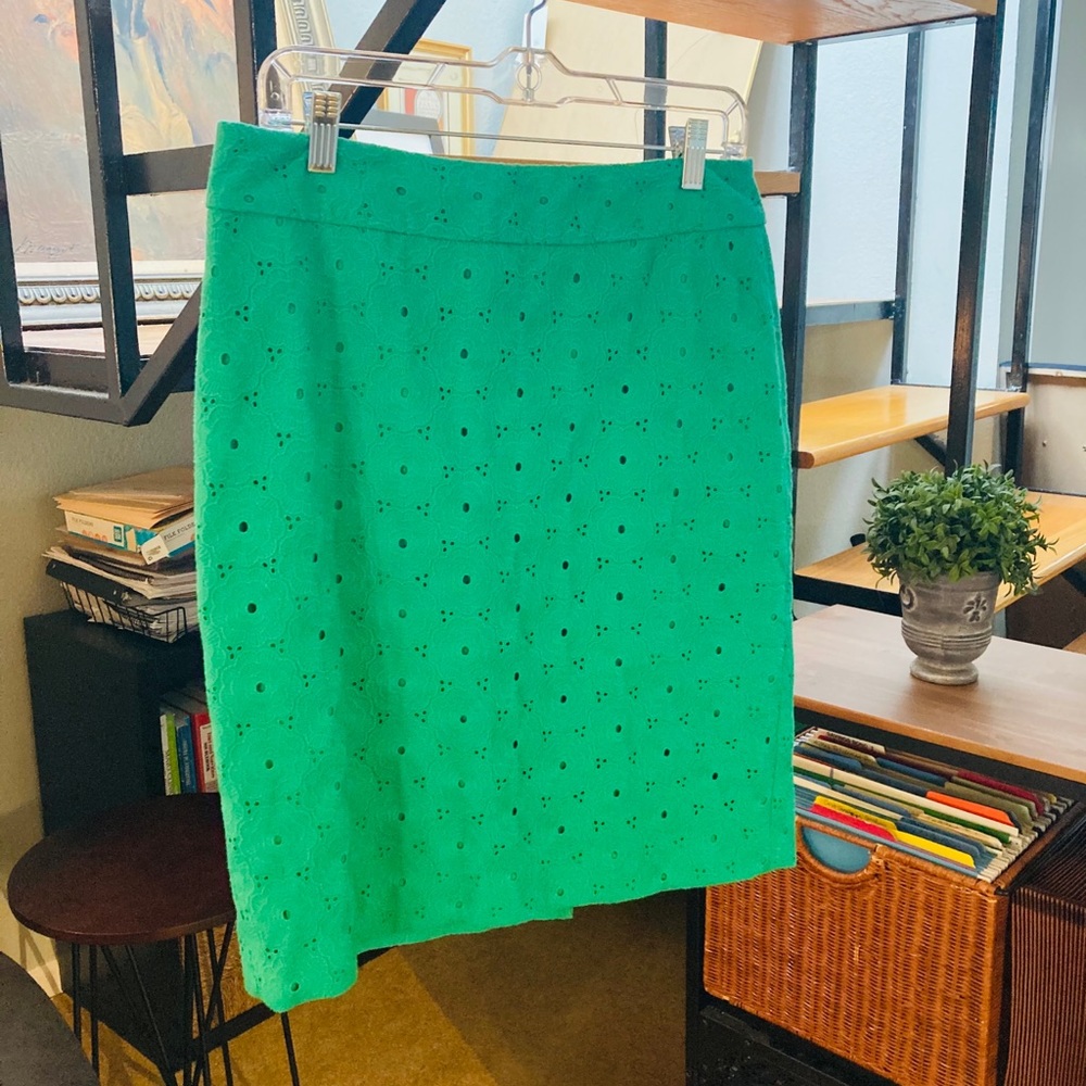 Talbots Green Eyelet Skirt